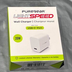 PureGear LightSpeed (20-Watt) USB-C Wall Charger‎ Travel Adapter - White
